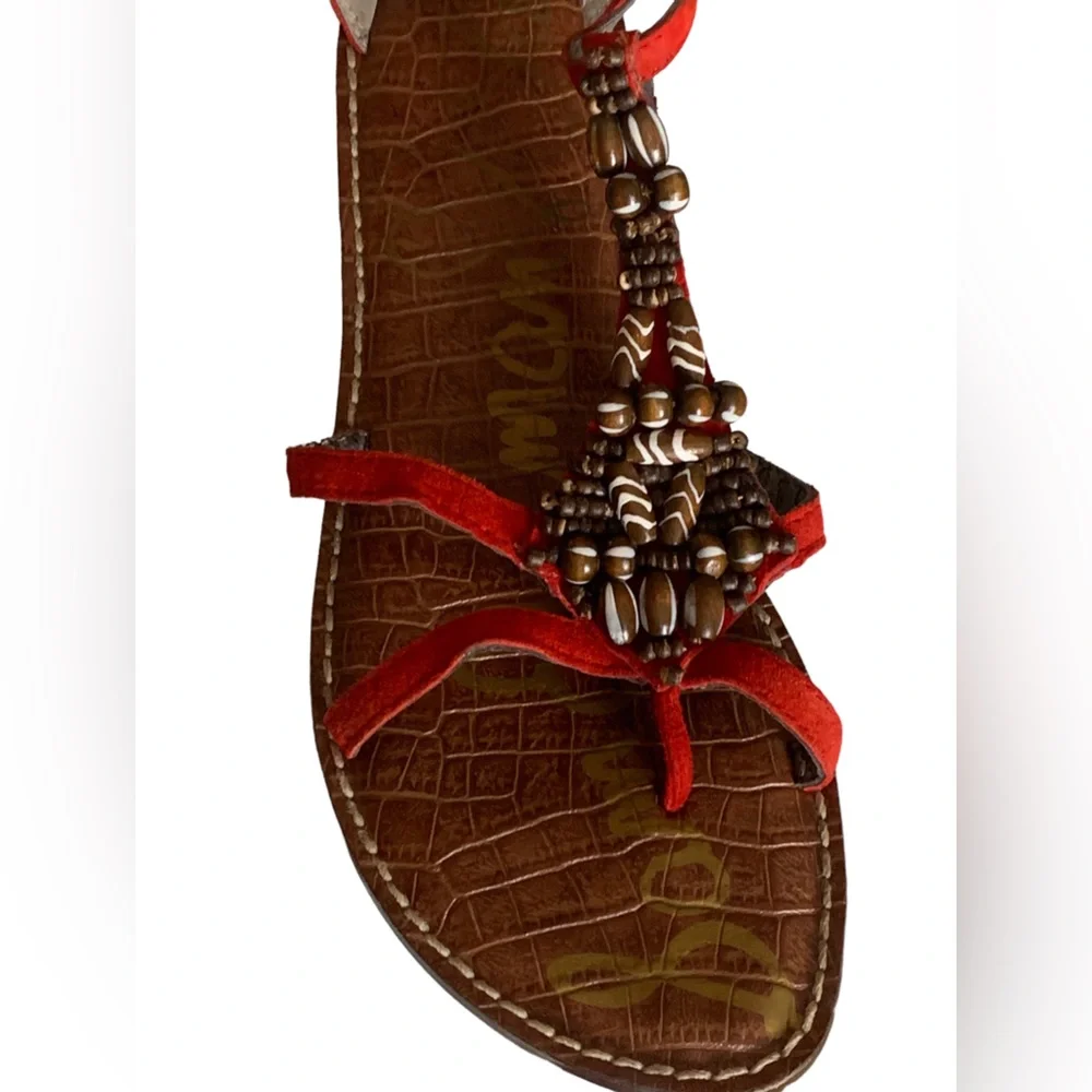 Sam Edelman Giada Beaded Leather Sandals Gladiator Zippered Back Women’s Shoes - Picture 2 of 11